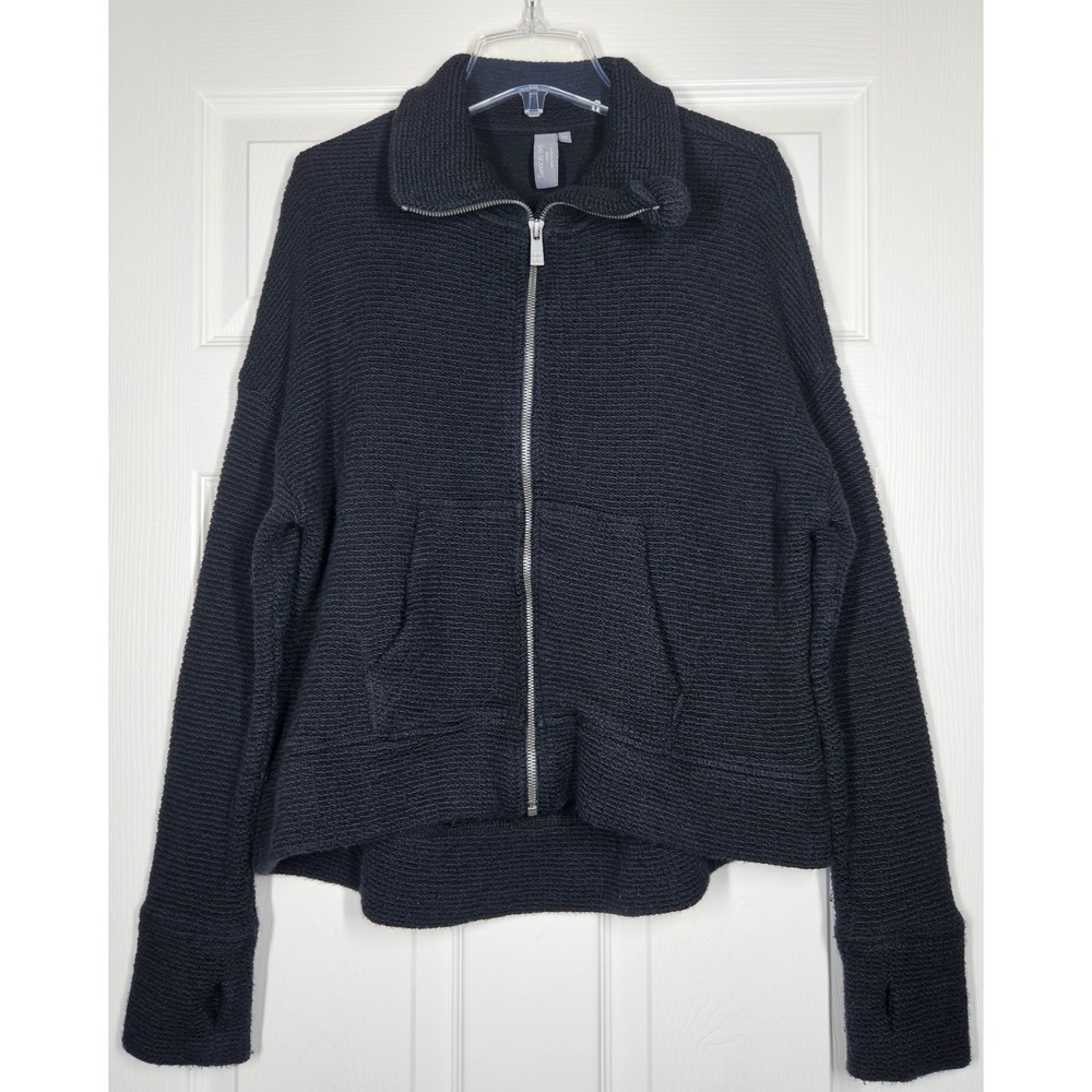 Sweaty Betty Restful Boucle Full Zip Jacket Waffle Knit Black Size M Athleisure - Picture 2 of 9